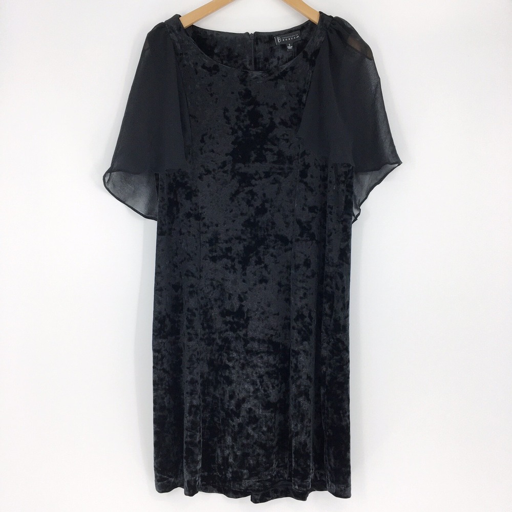 B Collection Bobeau Dress Cocktail Flutter Sleeve Black Velvet Womens Size Small